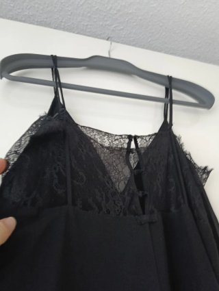 Vestido lencero negro encaje talla 40