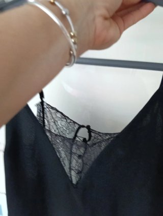 Vestido lencero negro encaje talla 40