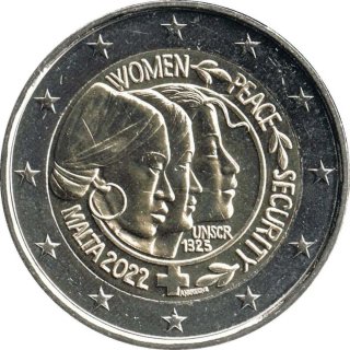2 euros Malta 2022 Conmemorativa Mujeres Paz