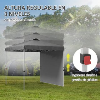 Carpa Plegable 2,5x2,5 Ajustable Anti-UV Gris