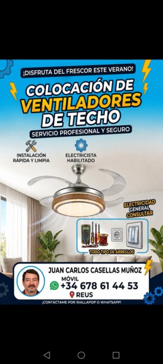 Colocación ventiladores de techo