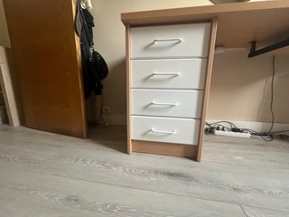 URGE Escritorio de 180 cm blanco y madera