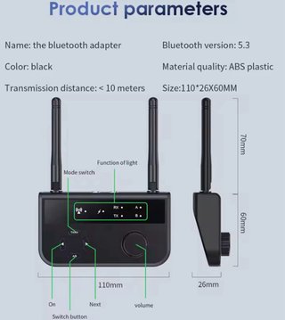 Transmisor Receptor Bluetooth 5.3  2 en 1.
