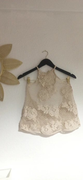 Top Zara Crochet Flores Talla Única