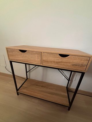 Mesa consola con 2 cajones y estante
