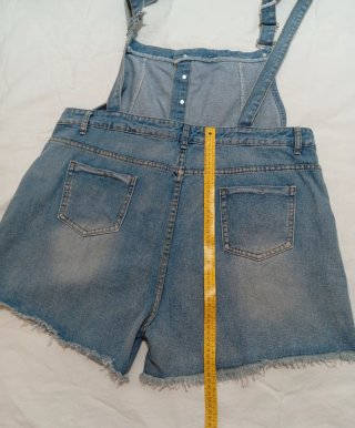 Mono vaquero corto talla grande azul claro Shein