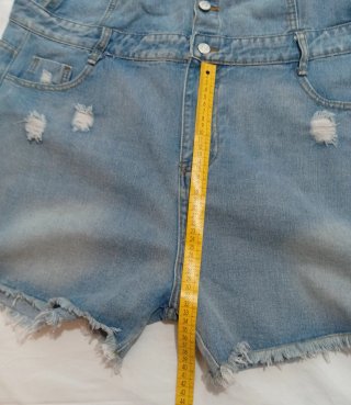 Mono vaquero corto talla grande azul claro Shein