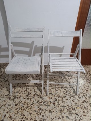2 Sillas Plegables Madera Blanca