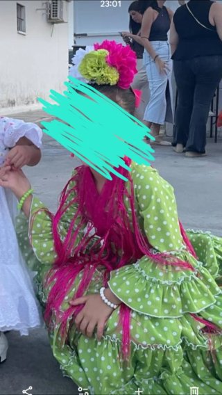 Vestido Flamenca Verde Lunares Talla