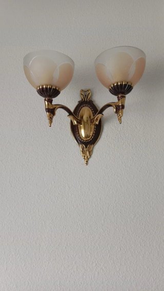 Aplique de pared vintage dorado y beige