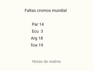 Cromos Faltas Mundial