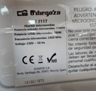 Microondas Orbegozo Negro