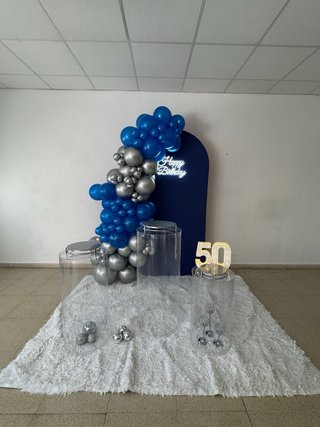 Decoración Fiesta Cumpleaños Azul y Plata