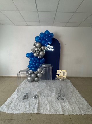 Decoración Fiesta Cumpleaños Azul y Plata