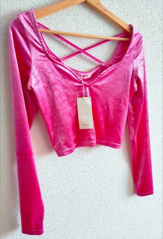 Blusa rosa manga larga cruzada