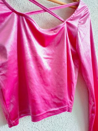 Blusa rosa manga larga cruzada