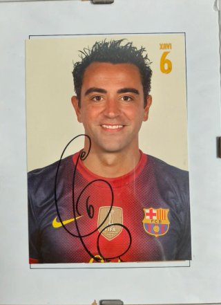 Foto firmada Xavi FC Barcelona firmada en un vuelo