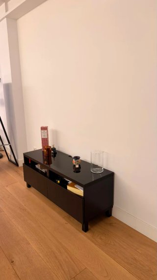 Mesa de centro negra cristal y madera