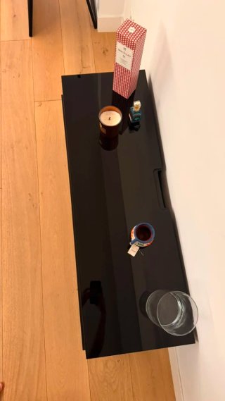 Mesa de centro negra cristal y madera