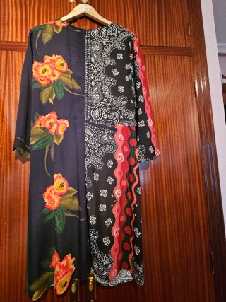 Vestido estampado verde y azul