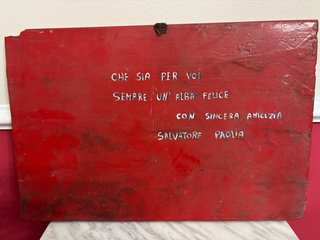 Antico pannello in legno dipinto a mano