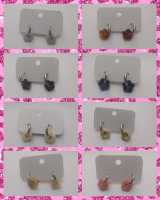 Pendientes aro acero flor naranja