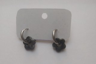 Pendientes aro acero flor naranja