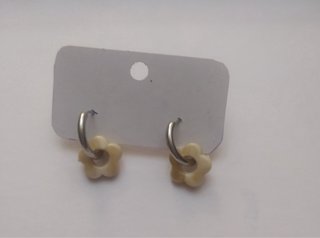 Pendientes aro acero flor naranja