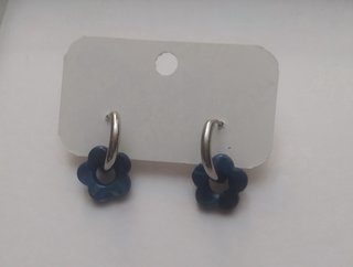 Pendientes aro acero flor naranja