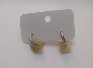 Pendientes aro acero flor naranja