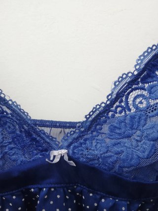 Canotta estiva donna blu con pois