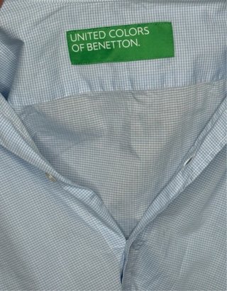 Camisa azul de manga larga Benetton talla M
