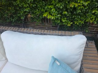 Conjunto de jardín 2 sillones, sofá y mesa pequeña