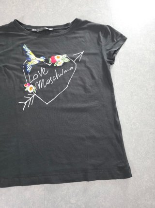 T-shirt Love Moschino cuore e uccello ricamato M