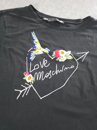 T-shirt Love Moschino cuore e uccello ricamato M