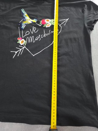 T-shirt Love Moschino cuore e uccello ricamato M