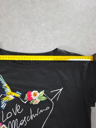 T-shirt Love Moschino cuore e uccello ricamato M