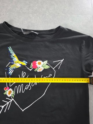 T-shirt Love Moschino cuore e uccello ricamato M