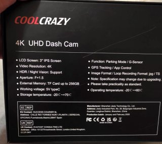 COOLCRAZY N8 Cámara Dash Dual 4K