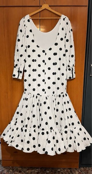 Vestido Flamenca Lunares Blanco y Negro