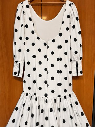 Vestido Flamenca Lunares Blanco y Negro
