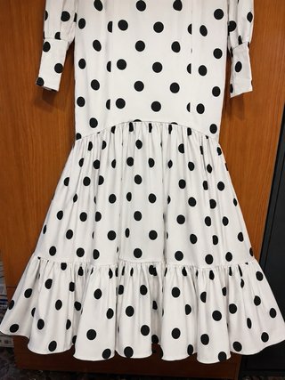 Vestido Flamenca Lunares Blanco y Negro