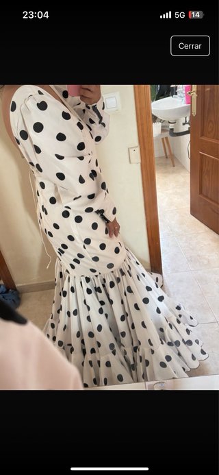 Vestido Flamenca Lunares Blanco y Negro