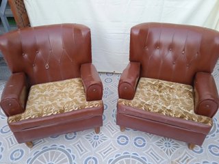 2 Sillones Vintage Marrón y Dorado
