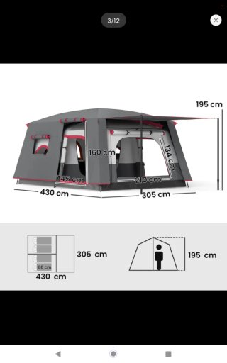 Tienda campaña para 4 personas con 2 habitaciones