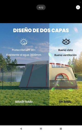 Tienda campaña para 4 personas con 2 habitaciones