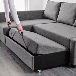 Sofá cama gris con colchoneta