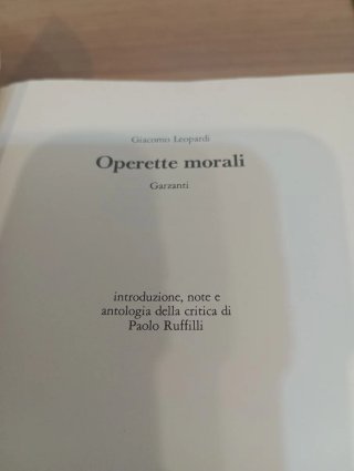 Giacomo Leopardi 'Operette morali' Garzanti