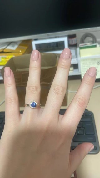 Anillo Oro 18k Zafiro Corazón Diamantes