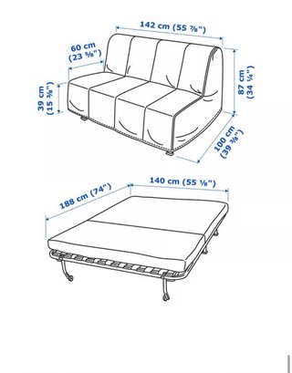 Sofá Cama Gris 2 Plazas
